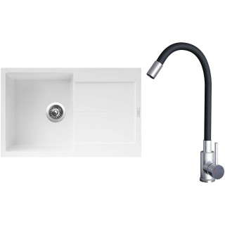 Set Sinks G21928 (dřez Ultima 790 Milk 28 + baterie Elasta Nerez/Černá)