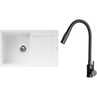 Set Sinks G25428 (dřez Ultima 790 Milk 28 + baterie Elasta S Černá matná)