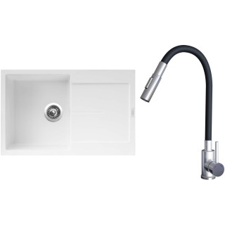 Set Sinks G25328 (dřez Ultima 790 Milk 28 + baterie Elasta S Nerez/Černá)