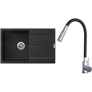 Set Sinks G25326 (dřez Ultima 790 Pureblack 26 + baterie Elasta S Nerez/Černá)