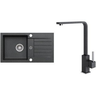 Set Alveus (dřez Niro 130 Black 91 + baterie Afra Black 91)