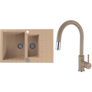 Set Alveus (dřez Cadit 70 Beige 55 + baterie Delos Beige 55)