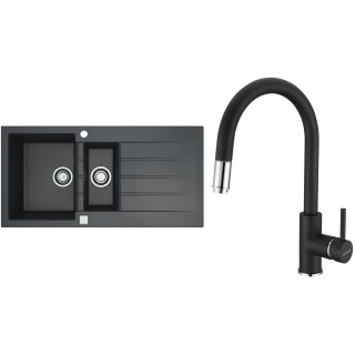 Set Alveus (dřez Cadit 80 Black 91 + baterie Delos Black 91)