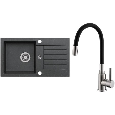 Set Alveus (dřez Niro 130 Black 91 + baterie Mintas Černá/Kartáčovaná ocel) Set Alveus (dřez Niro 130 Black 91 + baterie Mintas Černá/Kartáčovaná ocel)