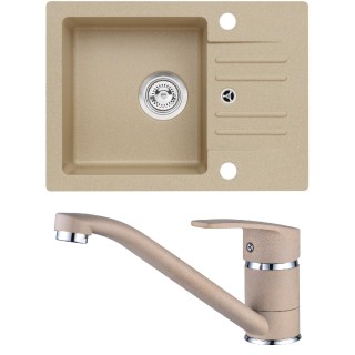 Set Alveus (dřez Cortina 40 Beige 55, bez excentru + baterie Nina Beige 55)
