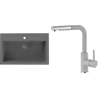 Set Alveus (dřez Atrox 40 Beton 81 + baterie Siros Beton 81)