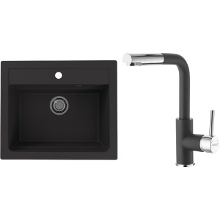 Set Alveus (dřez Atrox 30 Black 91 + baterie Siros Black 91)