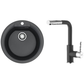 Set Alveus (dřez Cadit 100 Black 91 + baterie Siros Black 91)