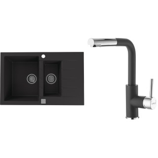 Set Alveus (dřez Cadit 70 Black 91 + baterie Siros Black 91)