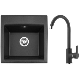 Set Alveus (dřez Gem 10 Black 91 + baterie Tonia Black 91)