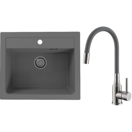 Set Alveus (dřez Atrox 30 Beton 81 + baterie Mintas Beton/Kartáčovaná ocel)