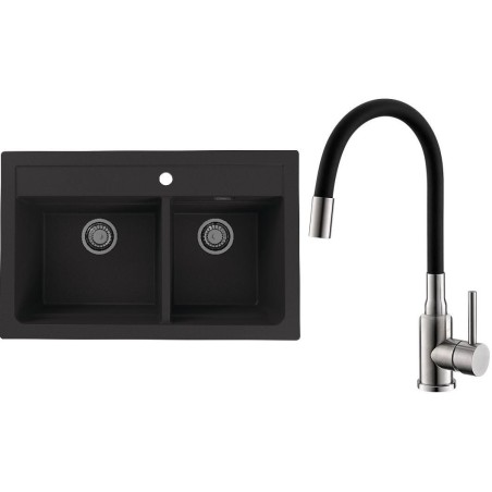 Set Alveus (dřez Atrox 50 Black 91 + baterie Mintas Černá/Kartáčovaná ocel) Set Alveus (dřez Atrox 50 Black 91 + baterie Mintas Černá/Kartáčovaná ocel)