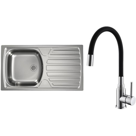 Set Alveus (dřez Basic 170 Natur, malá výpusť + baterie Mintas Černá/Chrom) Set Alveus (dřez Basic 170 Natur, malá výpusť + baterie Mintas Černá/Chrom)