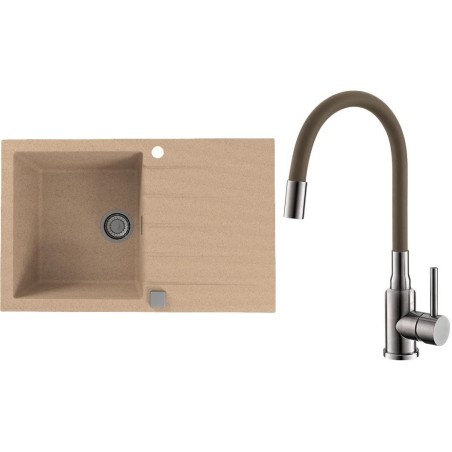 Set Alveus (dřez Cadit 20 Beige 55 + baterie Mintas Béžová/Kartáčovaná ocel)