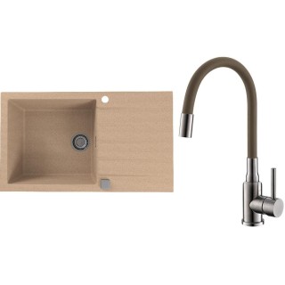 Set Alveus (dřez Cadit 40 Beige 55 + baterie Mintas Béžová/Kartáčovaná ocel)
