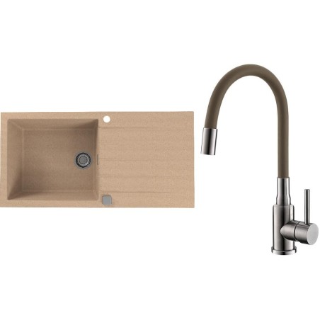 Set Alveus (dřez Cadit 50 Beige 55 + baterie Mintas Béžová/Kartáčovaná ocel) Set Alveus (dřez Cadit 50 Beige 55 + baterie Mintas Béžová/Kartáčovaná ocel)