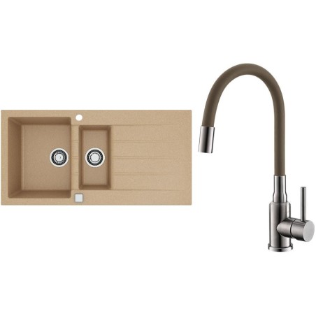 Set Alveus (dřez Cadit 80 Beige 55 + baterie Mintas Béžová/Kartáčovaná ocel)