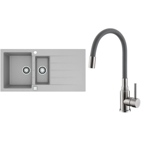Set Alveus (dřez Cadit 80 Beton 81 + baterie Mintas Beton/Kartáčovaná ocel)