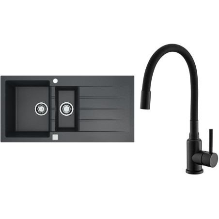 Set Alveus (dřez Cadit 80 Black 91 + baterie Mintas Černá matná)