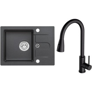 Set Alveus (dřez Cortina 10 Black 91, bez excentru + baterie Primrose - PS Black 91)