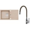 Set Alveus (dřez Cortina 110 Beige 55, bez excentru + baterie Mintas Béžová/Chrom) Set Alveus (dřez Cortina 110 Beige 55, bez excentru + baterie Mintas Béžová/Chrom)