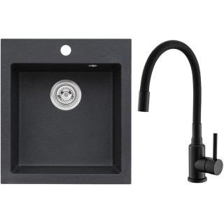 Set Alveus (dřez Cortina 20 Black 91 + baterie Mintas Černá matná)