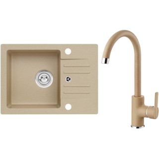 Set Alveus (dřez Cortina 40 Beige 55, bez excentru + baterie Tonia Beige 55)