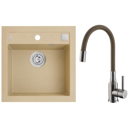 Set Alveus (dřez Formic 20 Beige 55 + baterie Mintas Béžová/Kartáčovaná ocel)