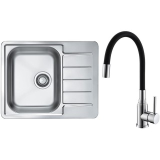 Set Alveus (dřez Line 110 Natur + baterie Mintas Černá/Chrom)