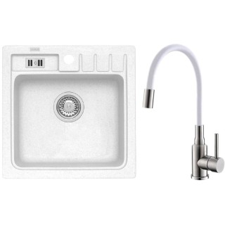 Set Alveus (dřez Niagara 20 White 11 + baterie Mintas Bílá/Kartáčovaná ocel)