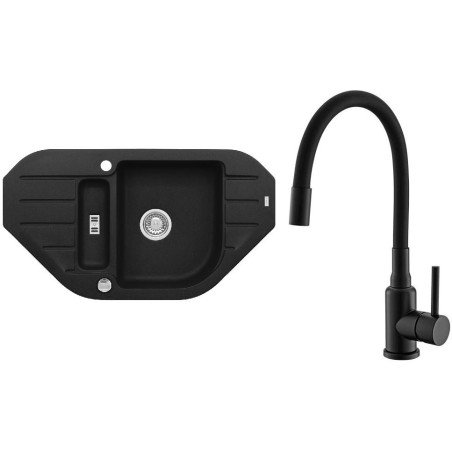 Set Alveus (dřez Niagara 60 Black 91 + baterie Mintas Černá matná)