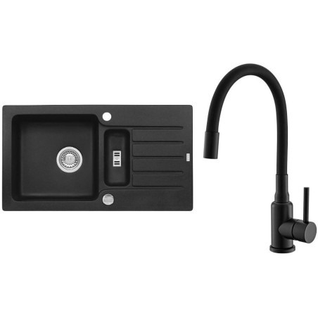 Set Alveus (dřez Niagara 70 Black 91 + baterie Mintas Černá matná)