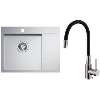 Set Alveus (dřez Quarto 20 Satin + baterie Mintas Černá/Kartáčovaná ocel)