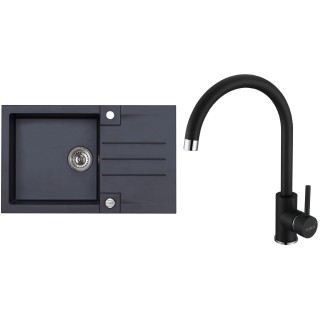 Set Alveus (dřez Rock 130 Black 91 + baterie Roxa Black 91)