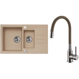 Set Alveus (dřez Rock 70 Beige 55 + baterie Mintas Béžová/Kartáčovaná ocel)