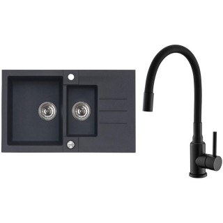 Set Alveus (dřez Rock 70 Black 91 + baterie Mintas Černá matná)