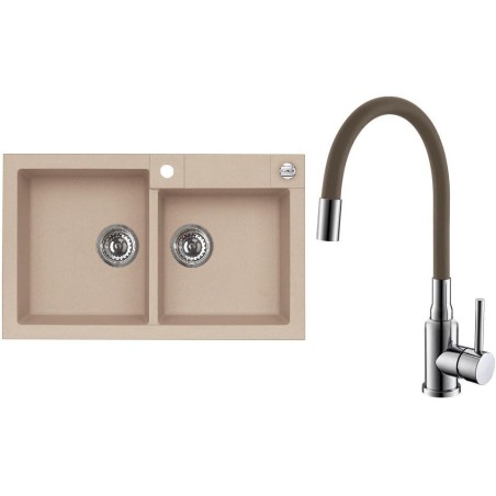 Set Alveus (dřez Rock 90 Beige 55 + baterie Mintas Béžová/Chrom)