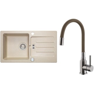 Set Alveus (dřez Victoria 30 Beige 55 + baterie Mintas Béžová/Kartáčovaná ocel)