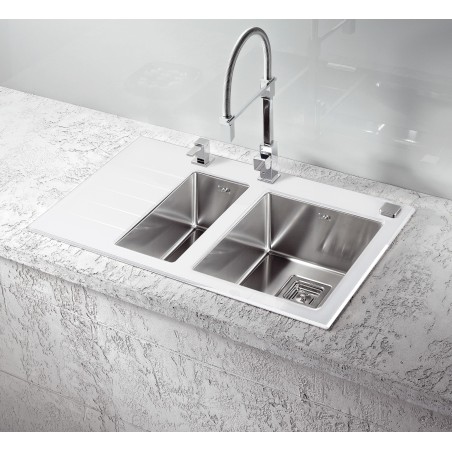 Kuchyňský dřez Alveus Crystalix 20 bílá/satin, pravý Kuchyňský dřez Alveus Crystalix 20 bílá/satin, pravý