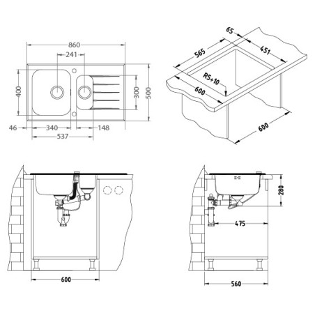 Kuchyňský dřez Alveus Glassix 20 bílá/satin