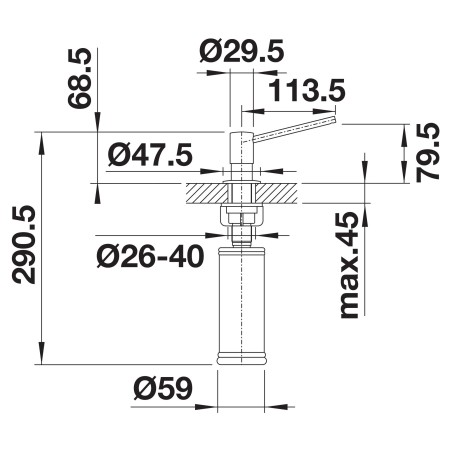 Dávkovač saponátu Blanco Torre Saténově zlatá, 300 ml