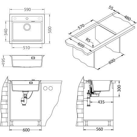 Kuchyňský dřez Alveus Atrox 30 QC Stone A80