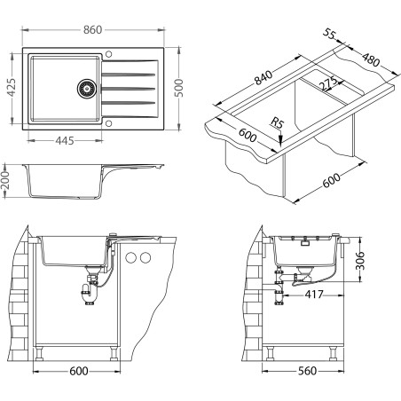 Kuchyňský dřez Alveus Cadit 40 QC Carbon A91 Kuchyňský dřez Alveus Cadit 40 QC Carbon A91