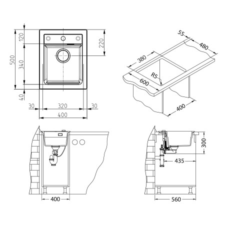 Kuchyňský dřez Alveus Atrox 10 QC Stone A80 Kuchyňský dřez Alveus Atrox 10 QC Stone A80