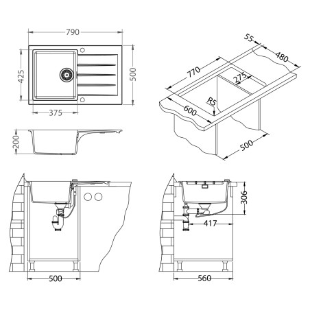 Kuchyňský dřez Alveus Cadit 20 Black Edition Deep Black A90 Kuchyňský dřez Alveus Cadit 20 Black Edition Deep Black A90