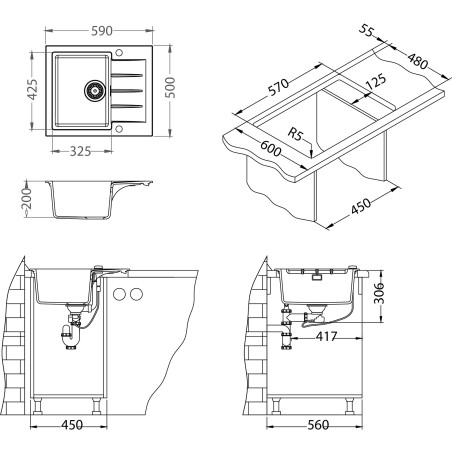 Kuchyňský dřez Alveus Cadit 10 QC Carbon A91 Kuchyňský dřez Alveus Cadit 10 QC Carbon A91