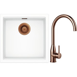 Set Schock S31-4 (dřez Kiruna N-100 Day + baterie Kavus Copper brushed + komponenty Copper brushed)