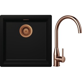 Set Schock S31-4 (dřez Kiruna N-100 Night + baterie Kavus Copper brushed + komponenty Copper...