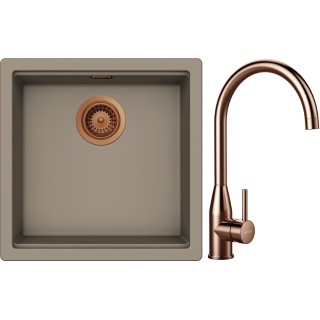 Set Schock S31-4 (dřez Kiruna N-100 Twilight + baterie Kavus Copper brushed + komponenty Copper...