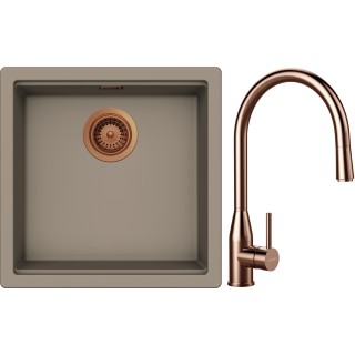 Set Schock S31-9 (dřez Kiruna N-100 Twilight + baterie Kavus.120 Copper brushed + komponenty...